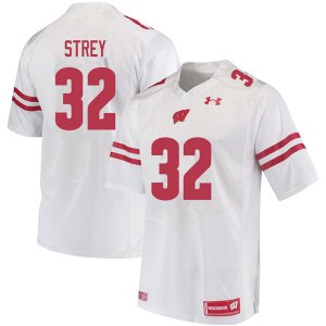 Men's Wisconsin Badgers NCAA #32 Marty Strey White Authentic Under Armour Stitched College Football Jersey IU31L71TO